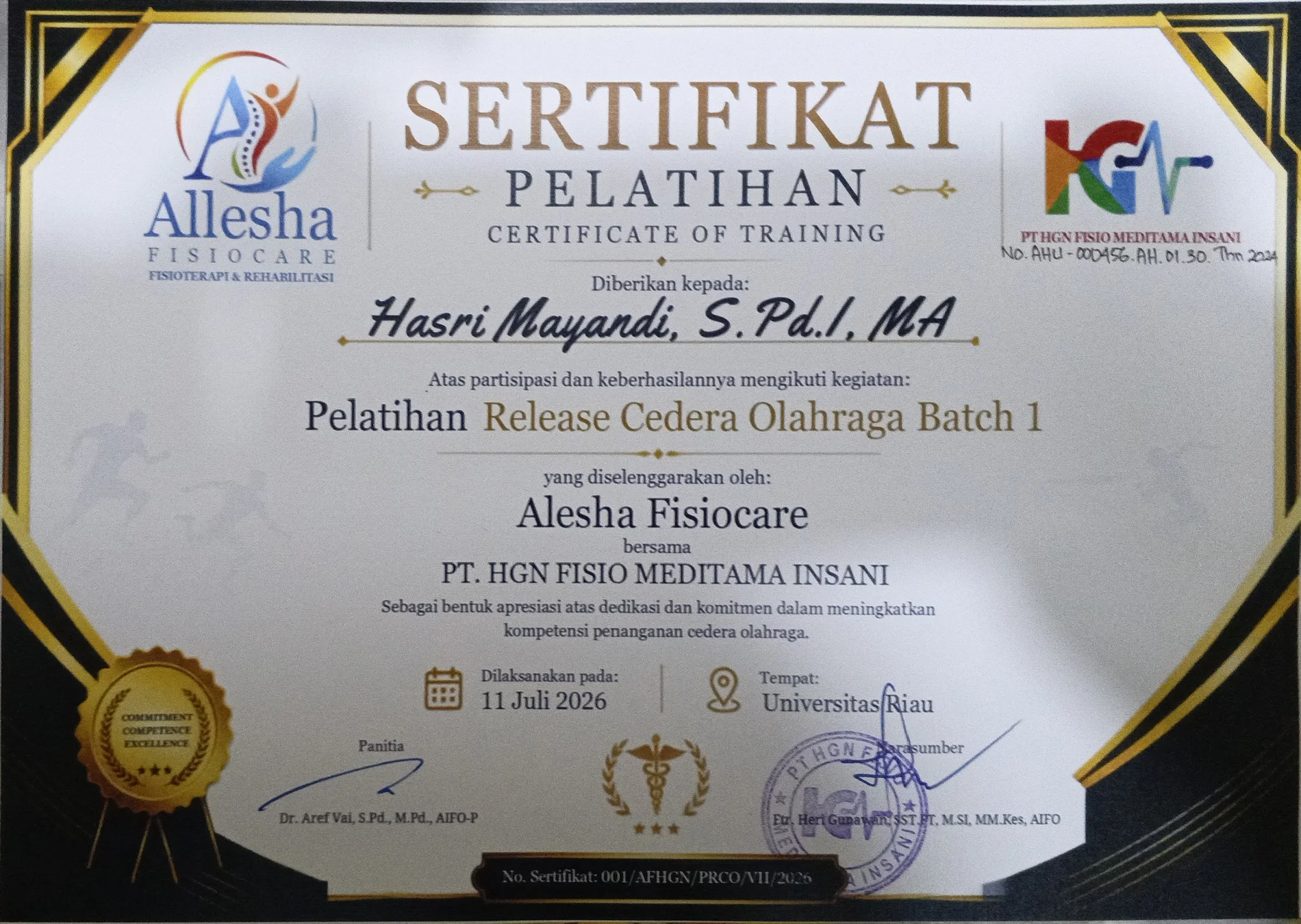 Lisensi praktek MCO/RCO 